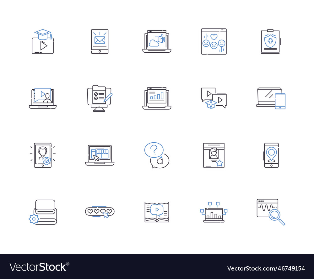Cloud computing outline icons collection vector image Cloud computing outline icons collection