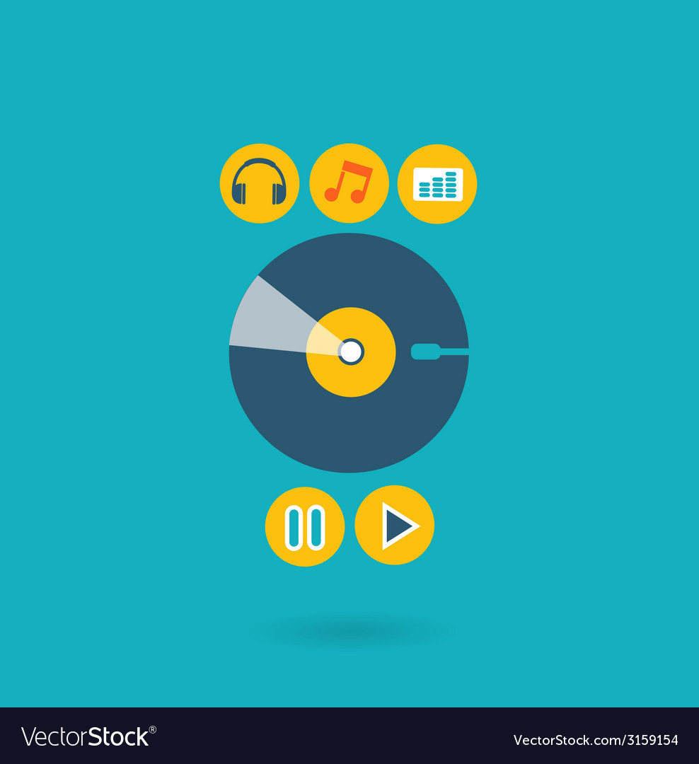 Flat design concept for listening to music