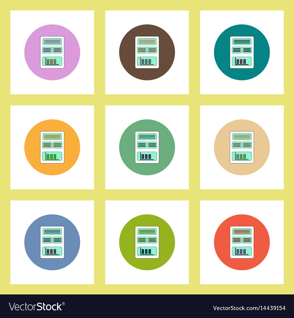 Flat icons set of column chart on blank concept