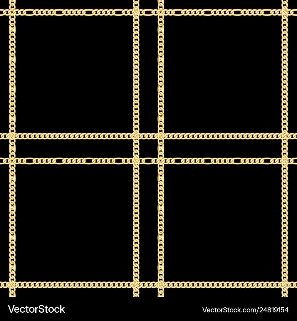Golden chains check seamless pattern Royalty Free Vector