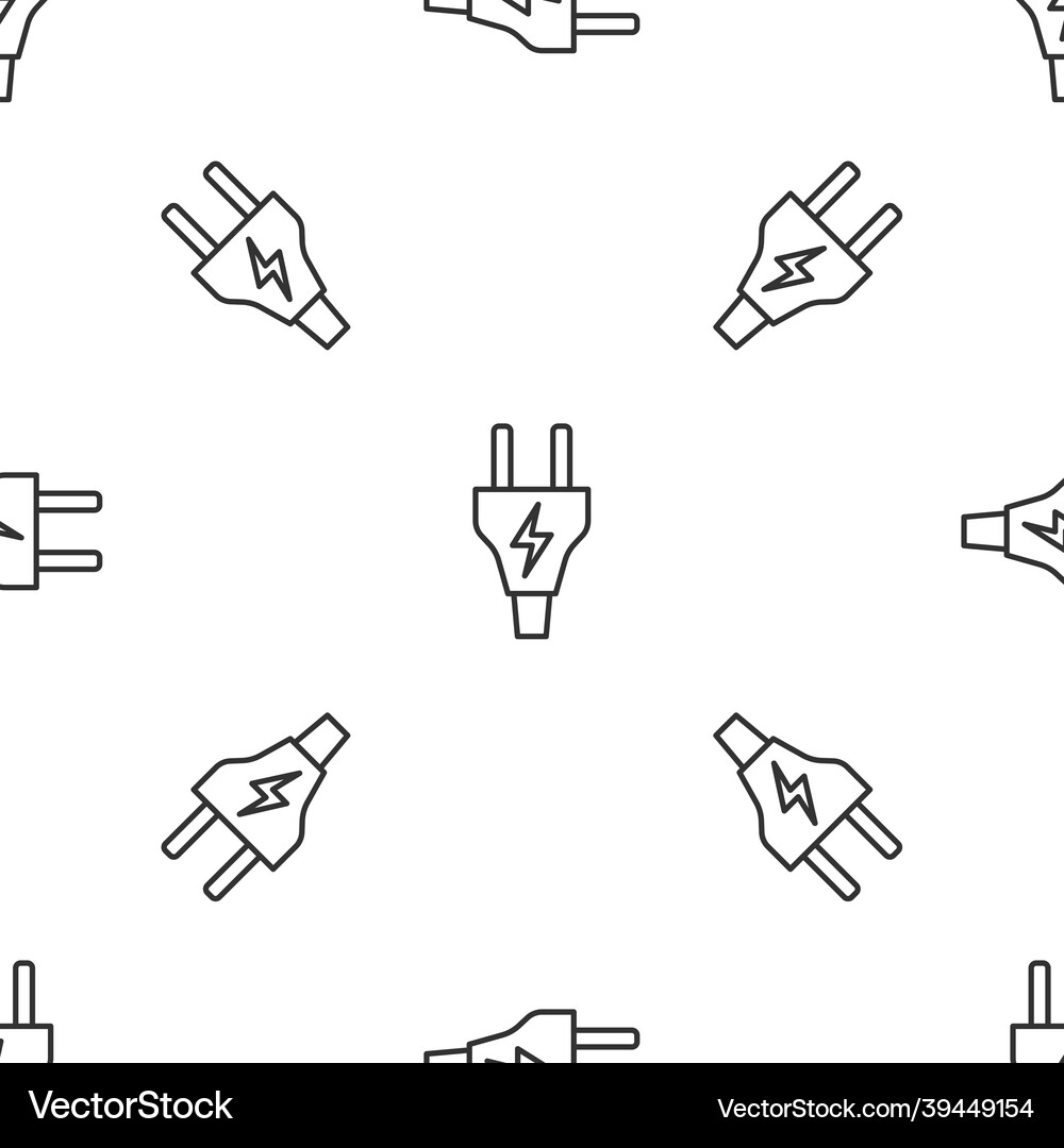Grey line electric plug icon isolated seamless Vector Image