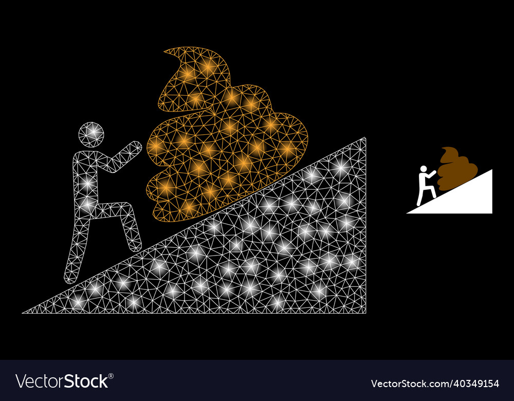 Mesh net man moving shit up with glowing vector image Mesh net man moving shit up with glowing
