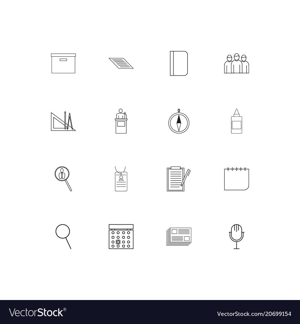 Office simple linear icons set outlined