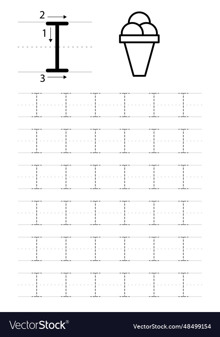 Printable letter i alphabet tracing worksheet