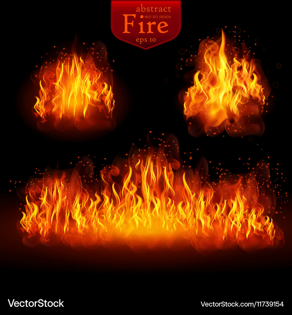 Realistic Fire Elements Set Royalty Free Vector Image