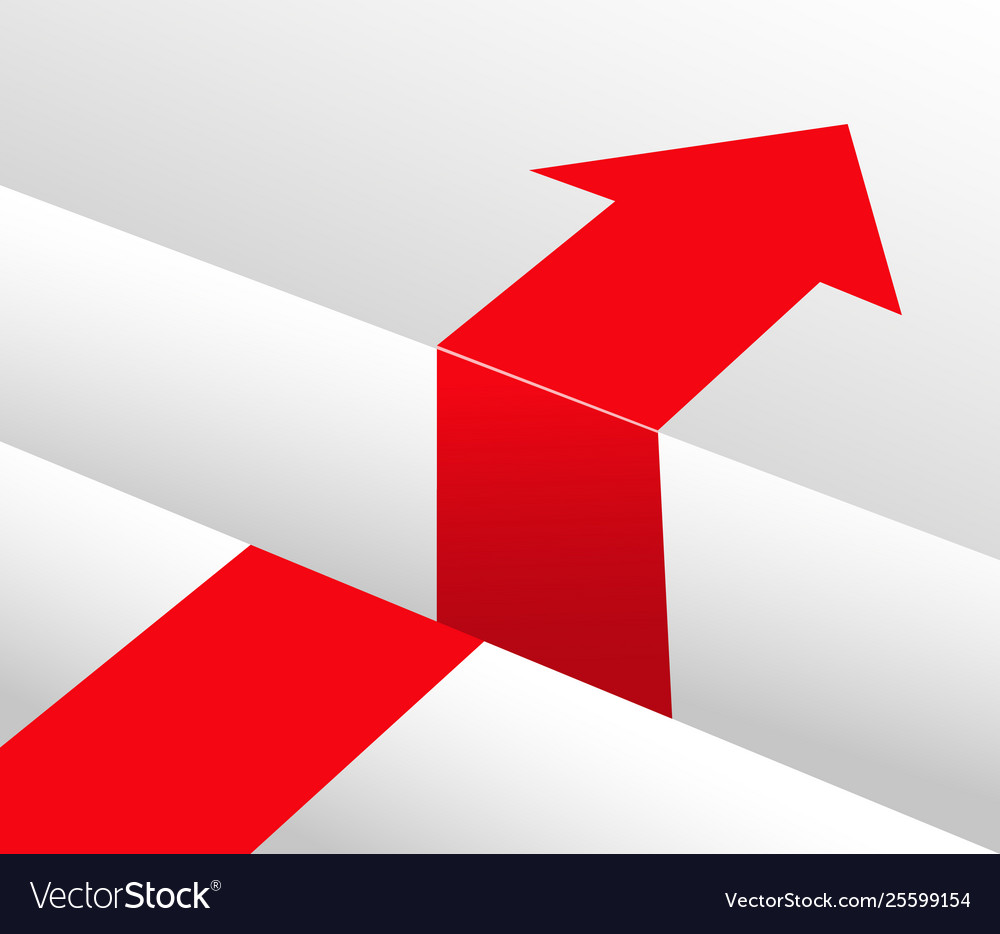 Red arrow and obstacle bypass vector image Red arrow and obstacle bypass