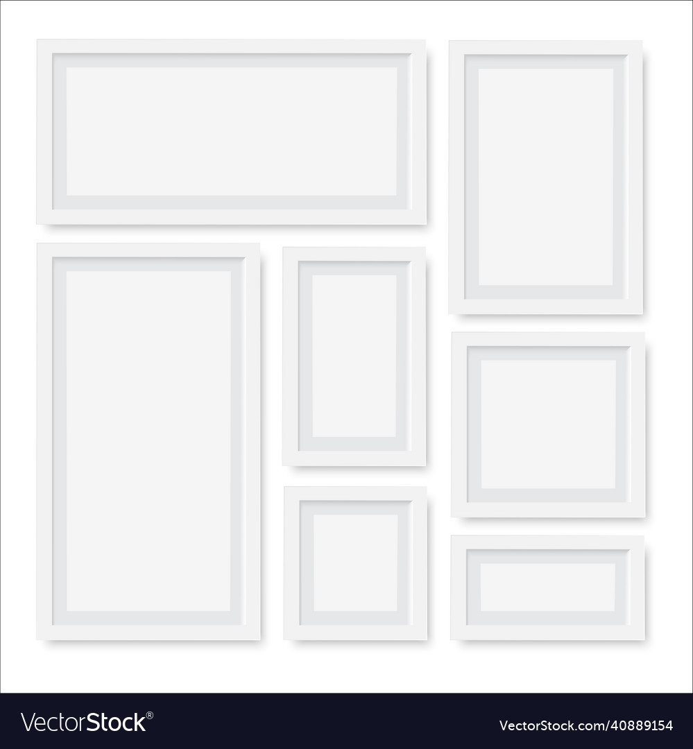 Set of empty white picture frames vector image Set of empty white picture frames