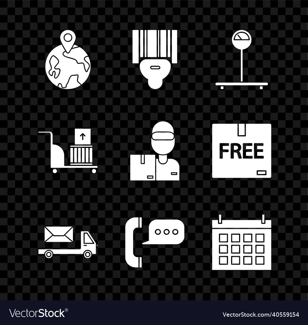 Set worldwide scanner scanning bar code scale vector image Set worldwide scanner scanning bar code scale