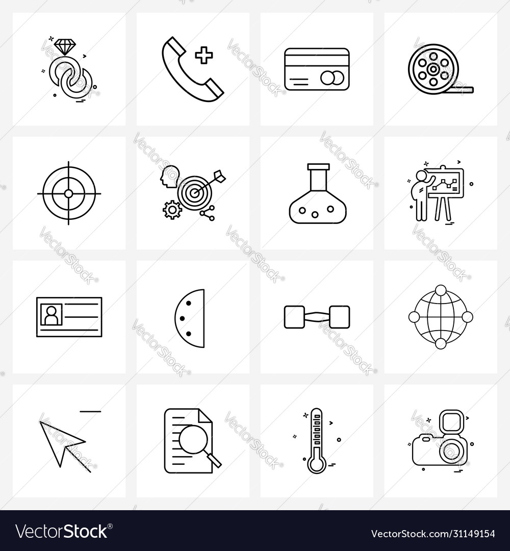 Stock icon set 16 line symbols for aim player