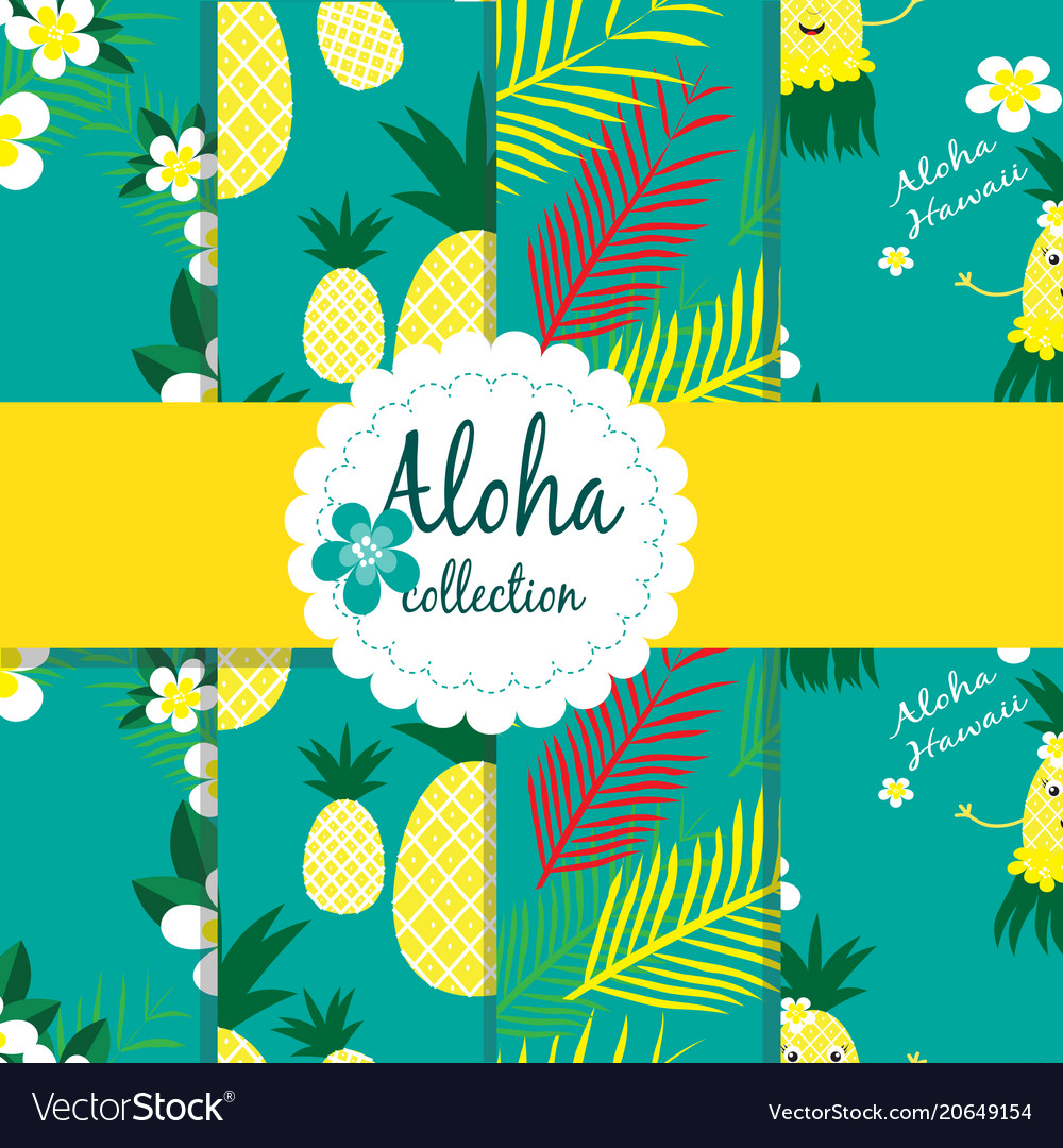 Tropical flowers palm leaves pineapple vector image Tropical flowers palm leaves pineapple