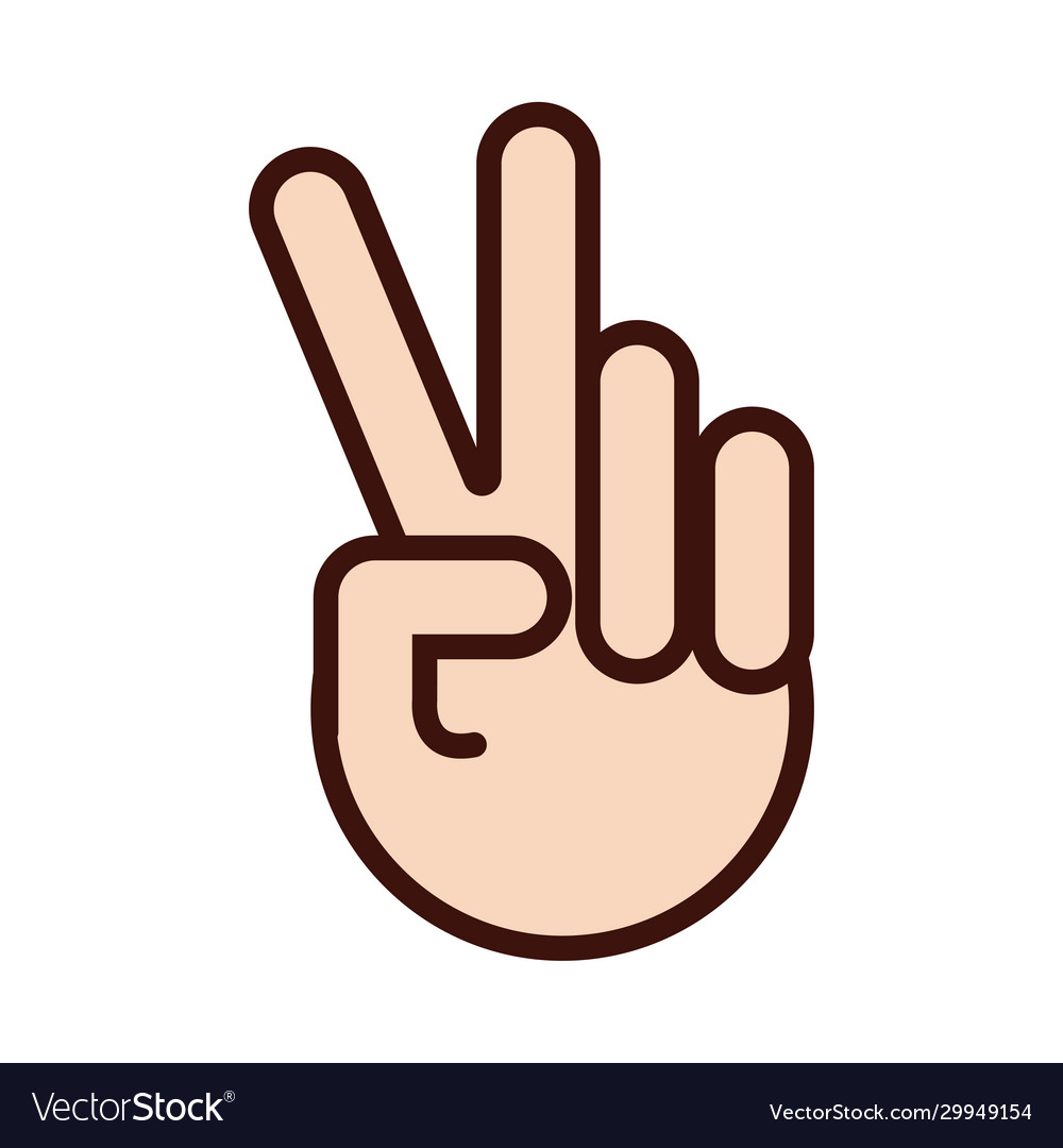 Victory hand signal line and fill style Royalty Free Vector