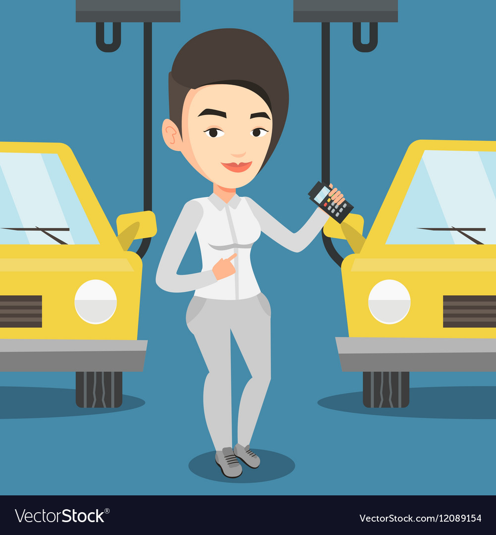 Worker controlling automated assembly line for car