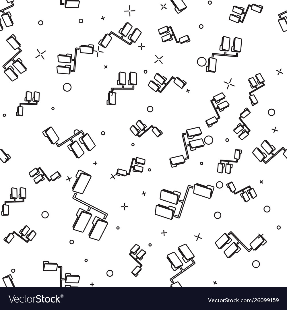 Black folder tree icon isolated seamless pattern