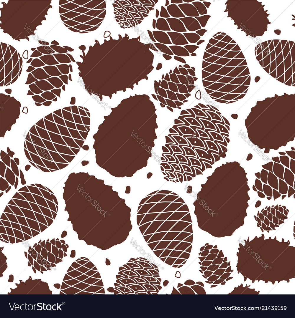 Cedar cones seamless pattern for your design vector image Cedar cones seamless pattern for your design