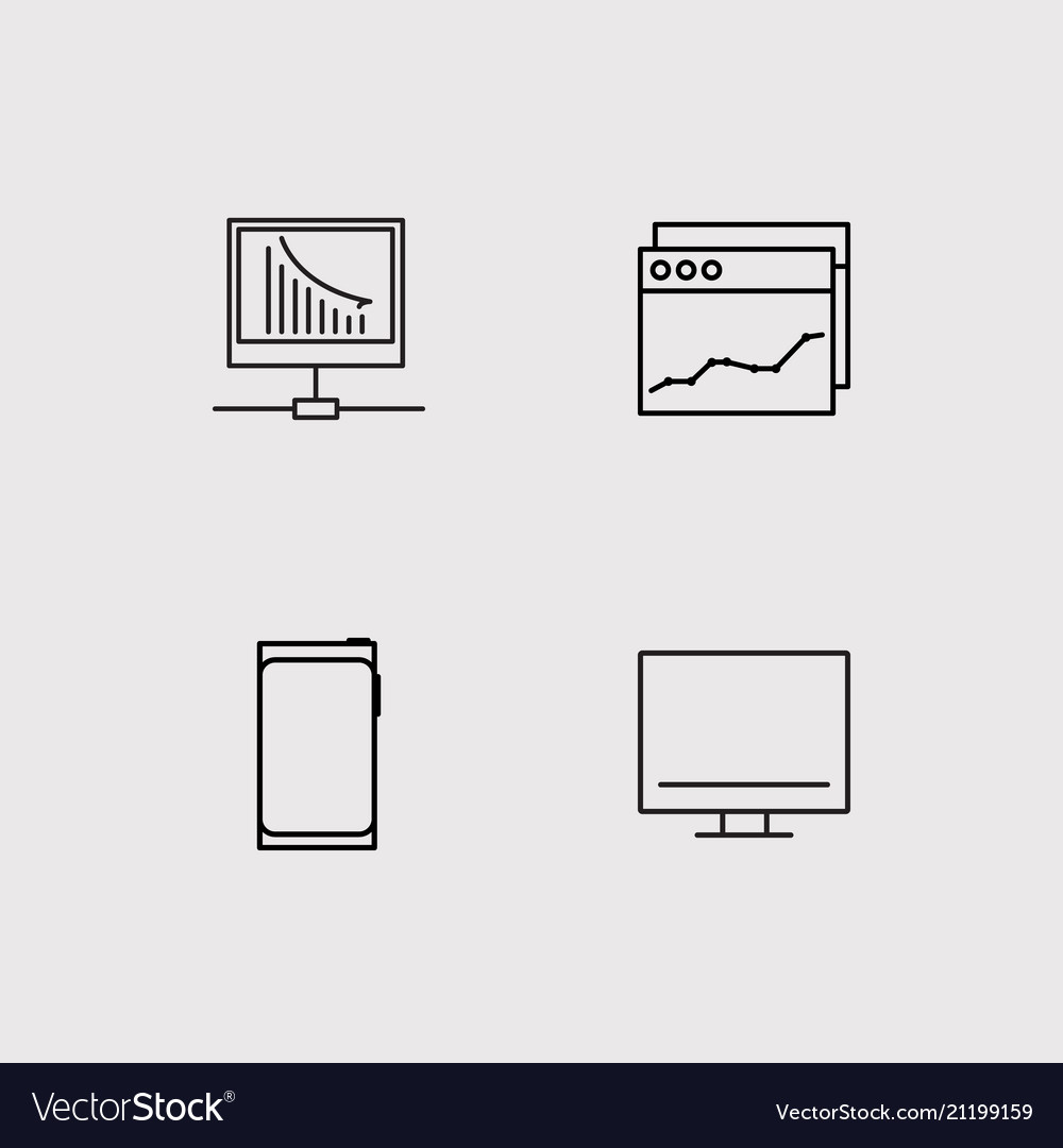 Data analytics simple linear icons set outlined