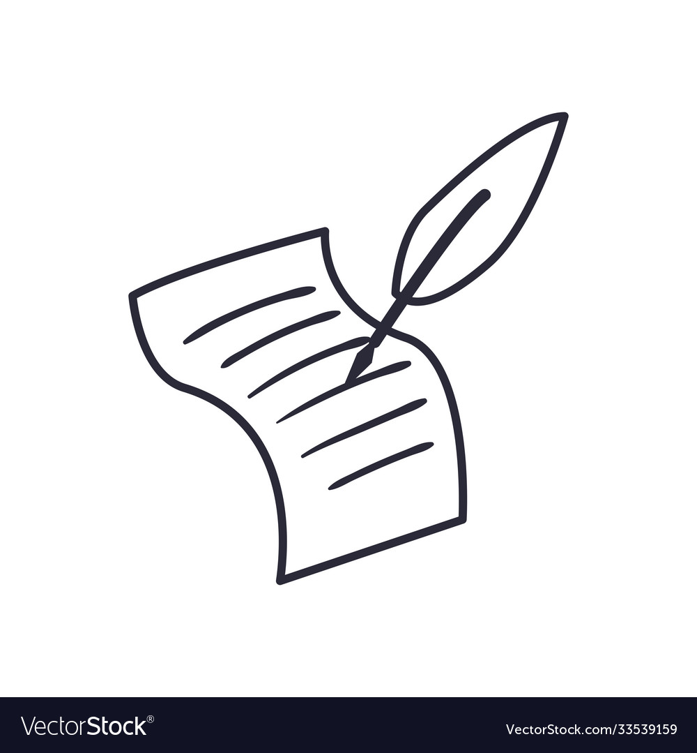 Document paper with feather line style icon