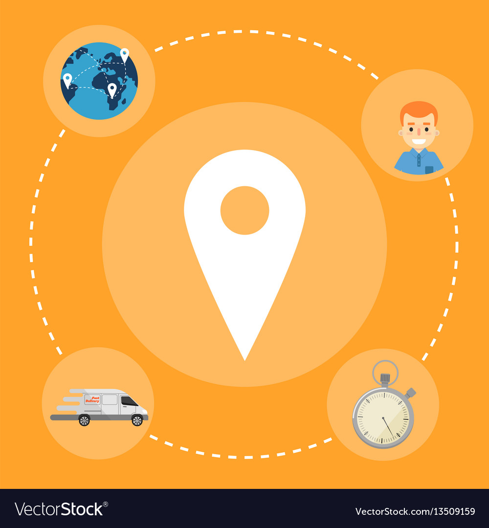Fast delivery banner map pointer icon vector image Fast delivery banner map pointer icon