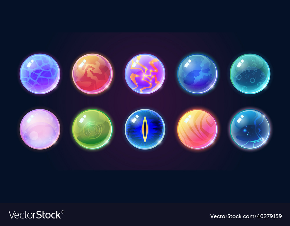 Fortune tellers magic crystal balls isolated set Vector Image