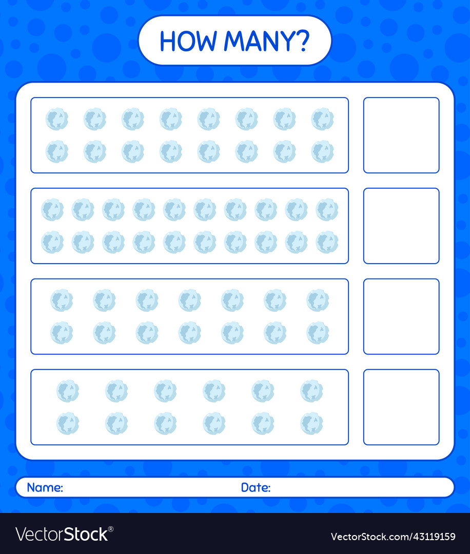 How many counting game with full moon worksheet vector image How many counting game with full moon worksheet
