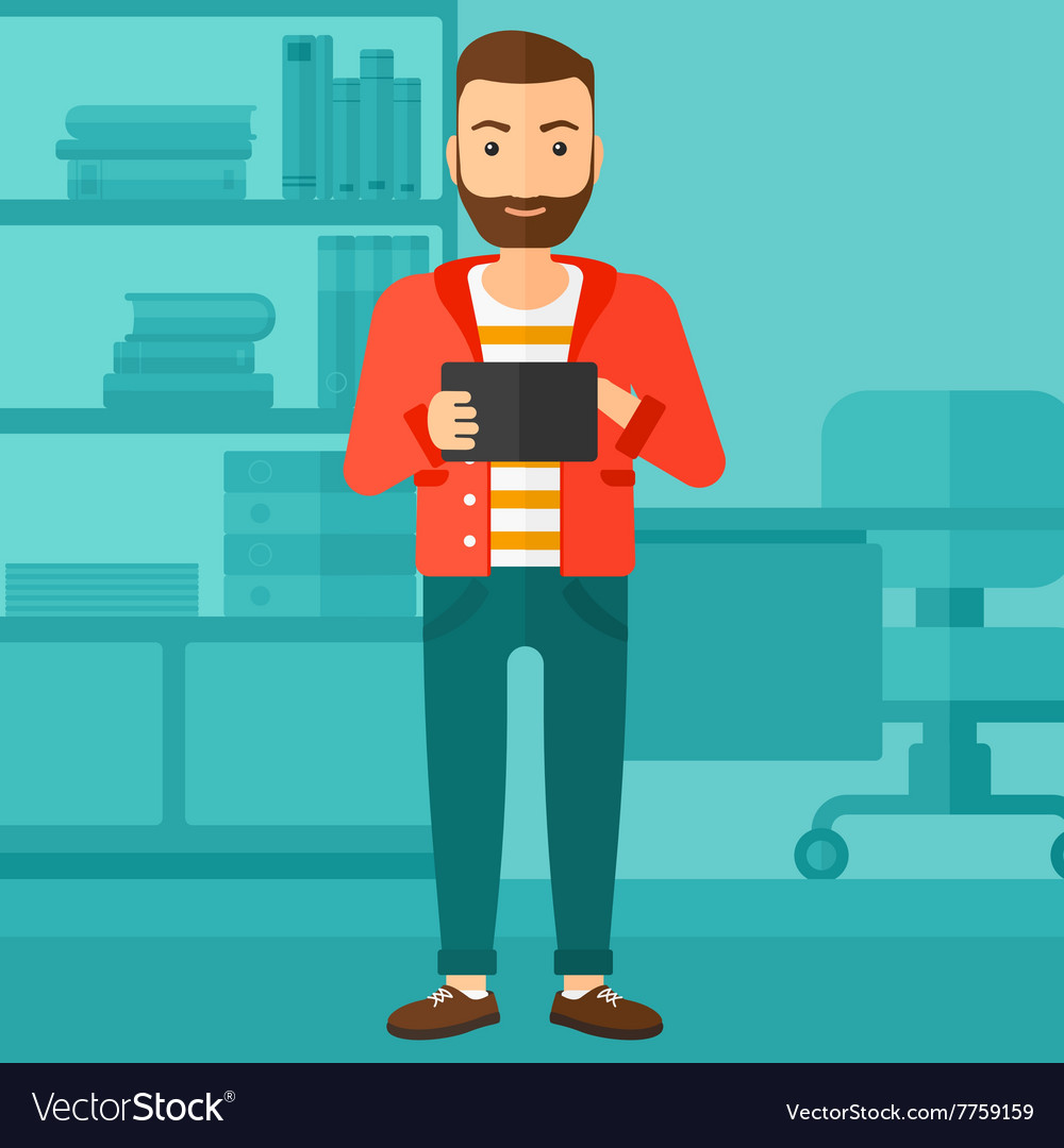 Man using tablet computer