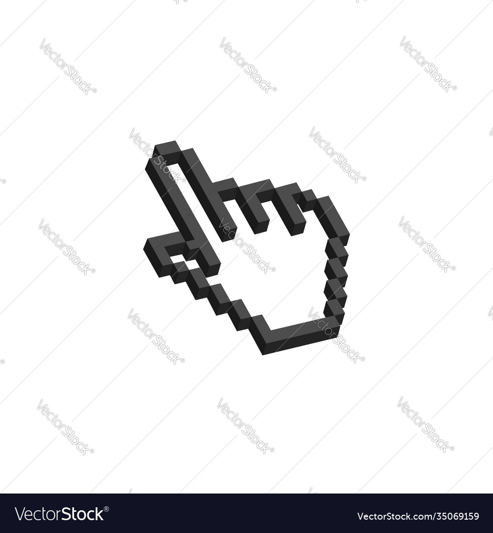 Mouse cursor in isometric style pixel icon