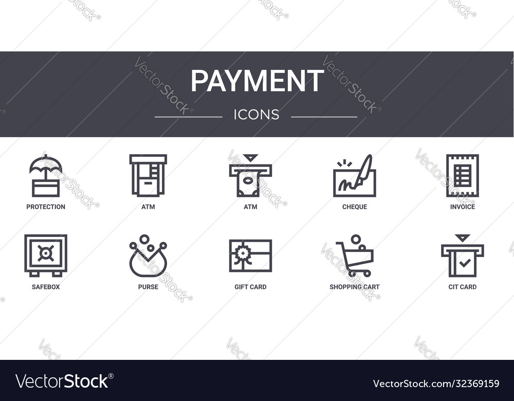 Payment concept line icons set contains