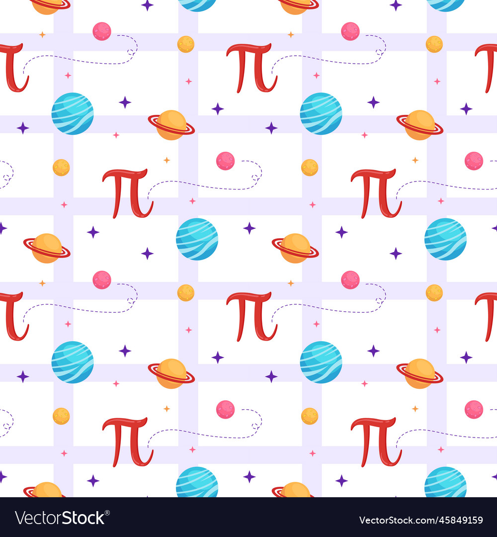 Pi day seamless pattern design with mathematical vector image Pi day seamless pattern design with mathematical