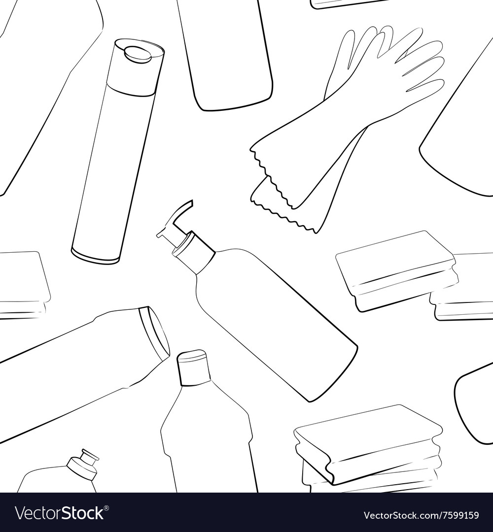 Seamless pattern with cleaning set