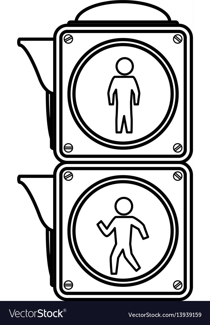 Semaphore pedestrian light post Royalty Free Vector Image