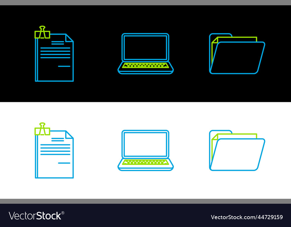 Set line document folder file and binder vector image Set line document folder file and binder