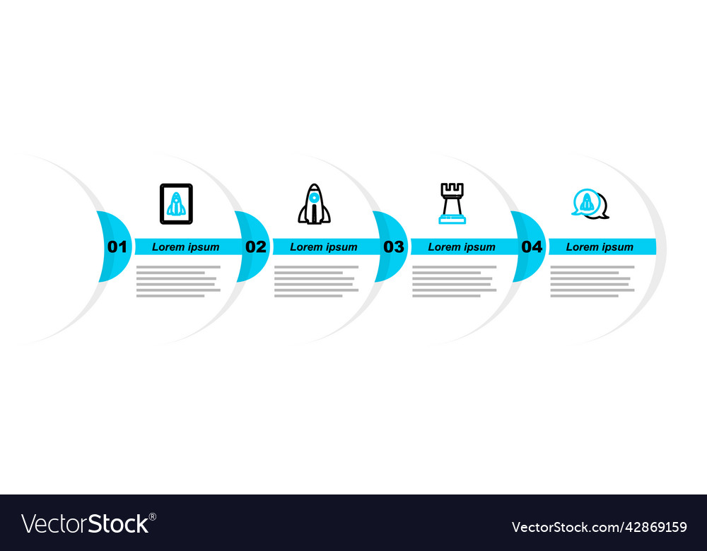 Set line startup project concept chess and icon vector image Set line startup project concept chess and icon