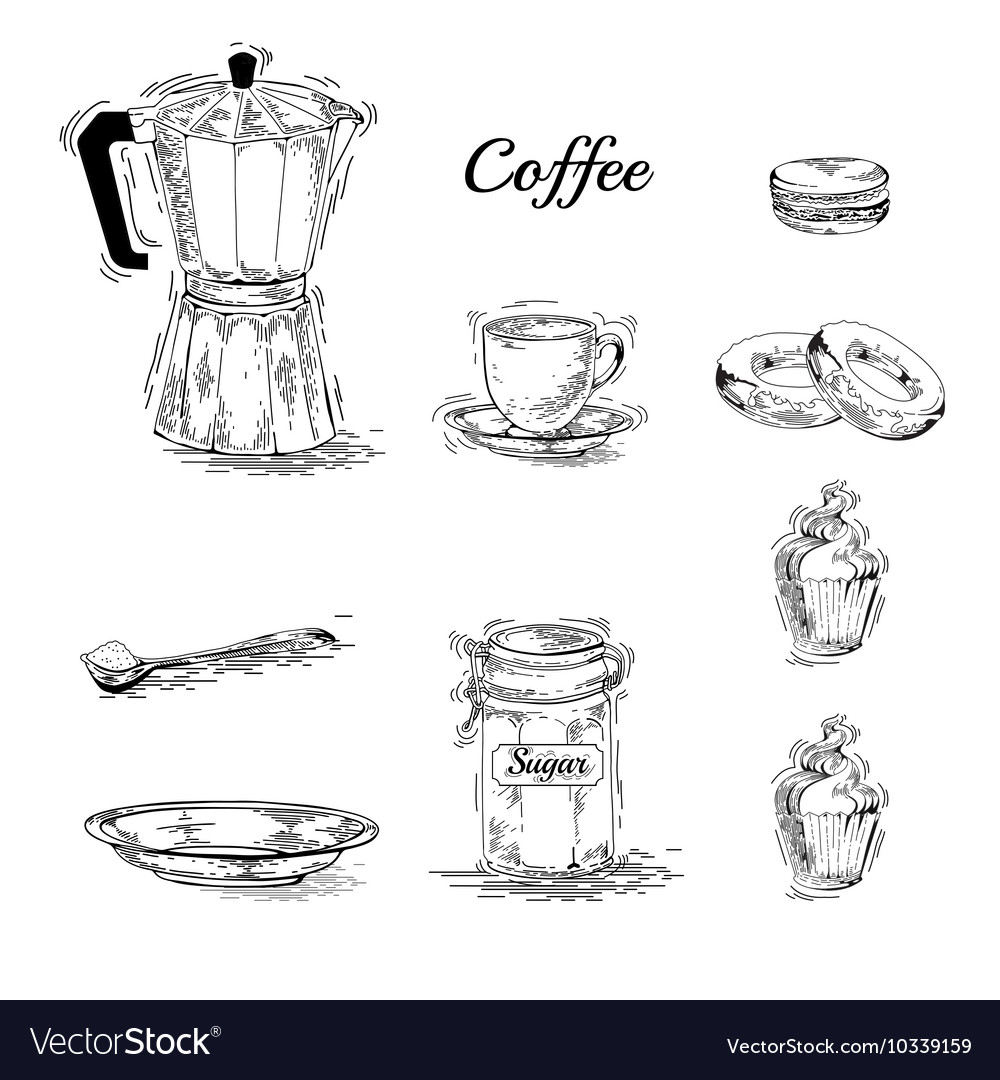 Set of coffee elements