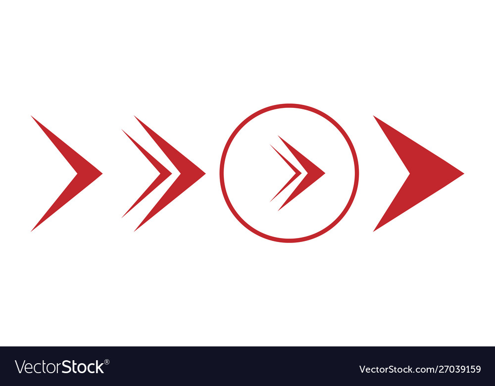 Set red arrows in a flat style