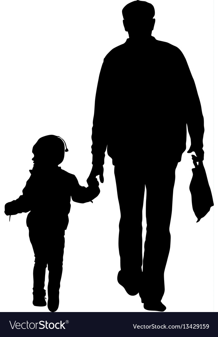 Silhouette of happy family on a white background