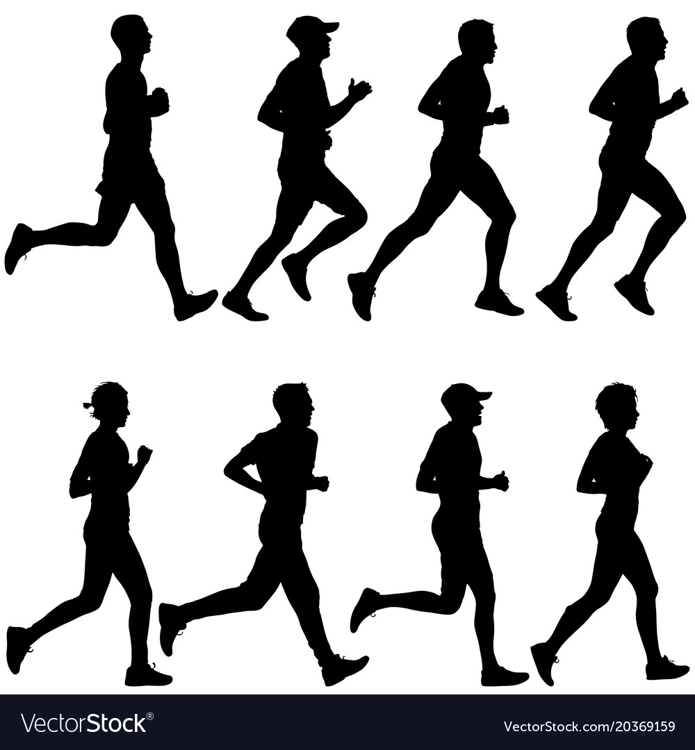 Silhouettes of Runners Sprinting