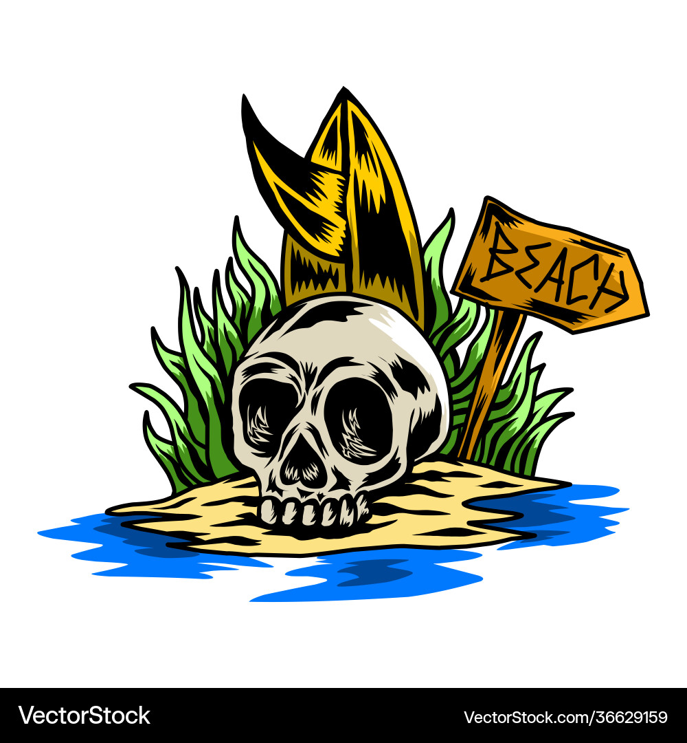 Skull summer beach Royalty Free Vector Image - VectorStock