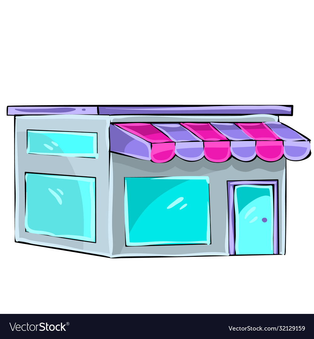 Stylized store building isolated object on white