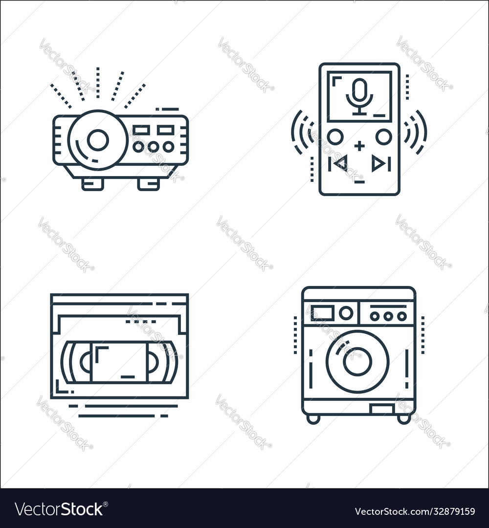 Technology devices line icons linear set quality vector image Technology devices line icons linear set quality