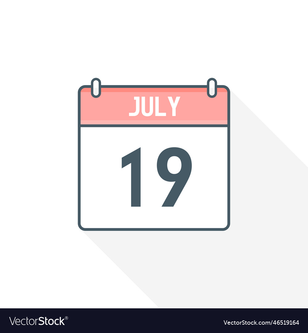 19th july calendar icon july 19 calendar date Vector Image