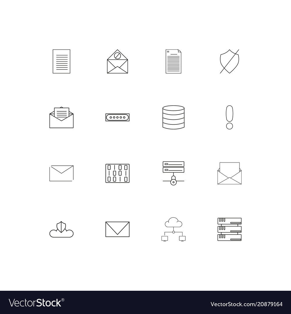 Cyber security linear thin icons set outlined