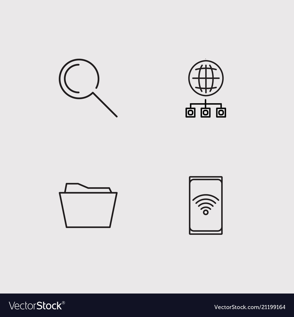 Data analytics simple linear icons set outlined