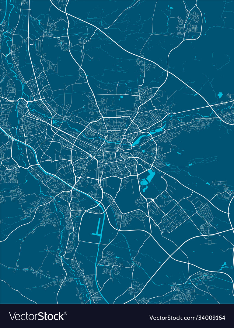 Detailed map nuremberg city linear print Vector Image