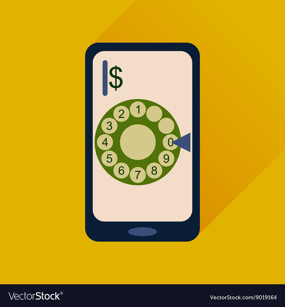 Flat web icon with long shadow mobile call