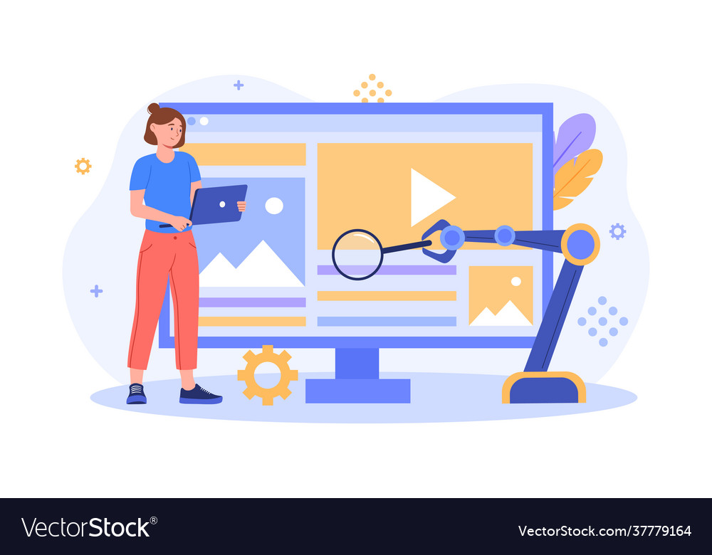Functional test search errors and bugs vector image Functional test search errors and bugs