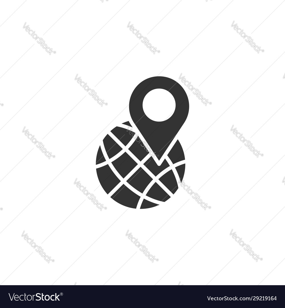 Global navigation icon in flat style globe pin