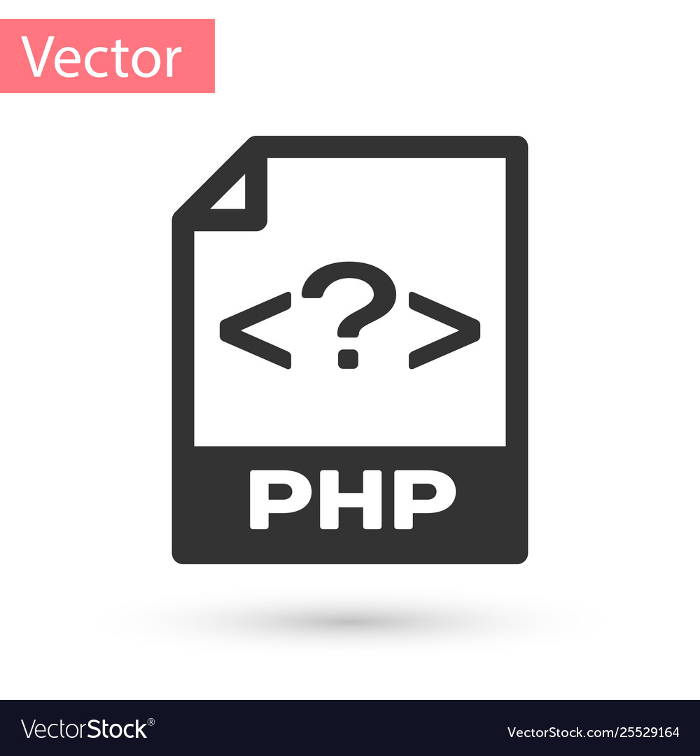 Grey php file document icon download button vector image Grey php file document icon download button