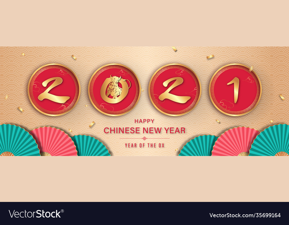Happy chinese new year banner design for 2021 vector image Happy chinese new year banner design for 2021