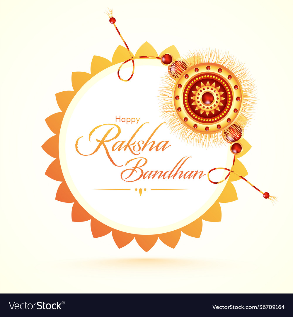 Happy raksha bandhan font with beautiful rakhi Vector Image