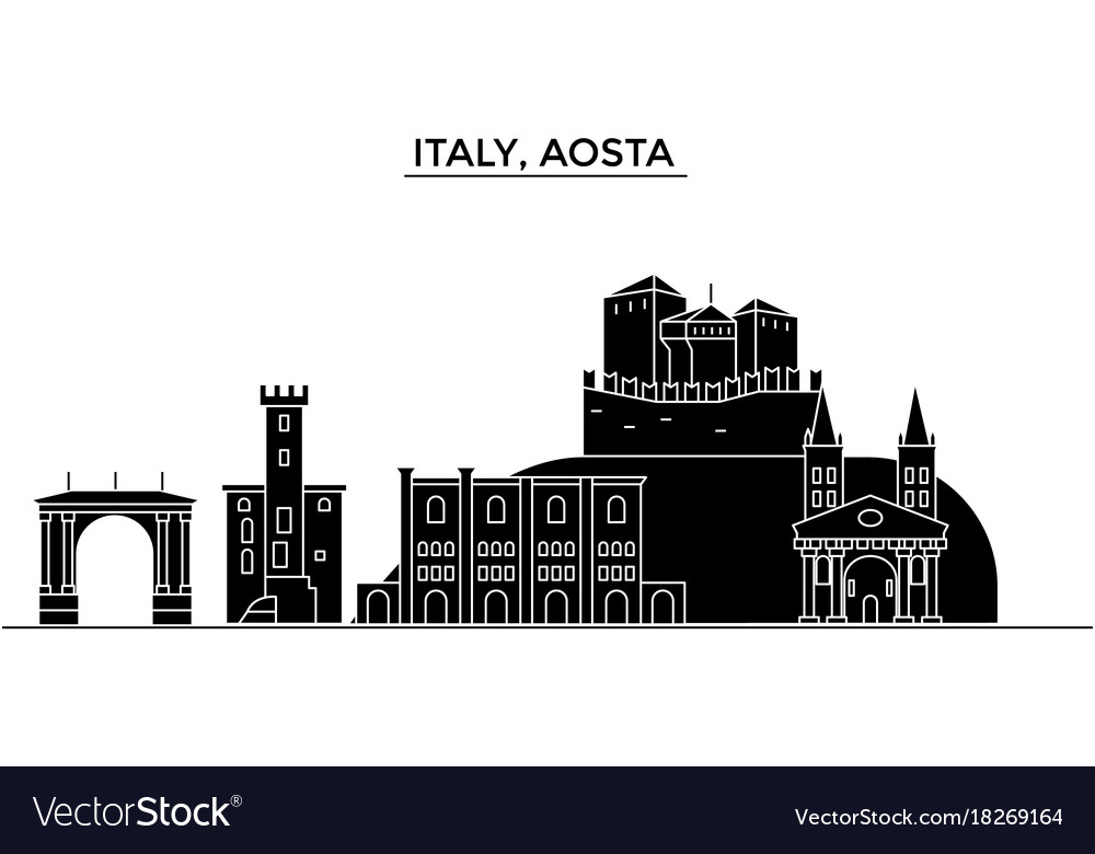 Italy aosta architecture city skyline Royalty Free Vector