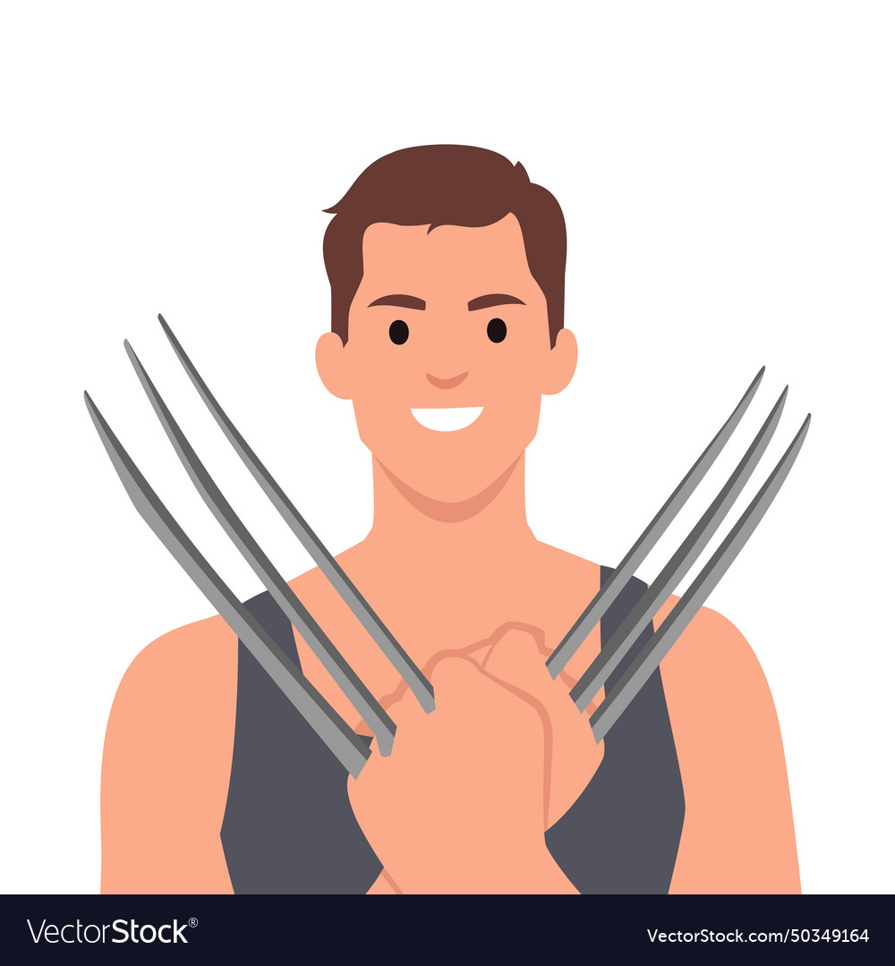 Man making gesture of character with iron claws Vector Image